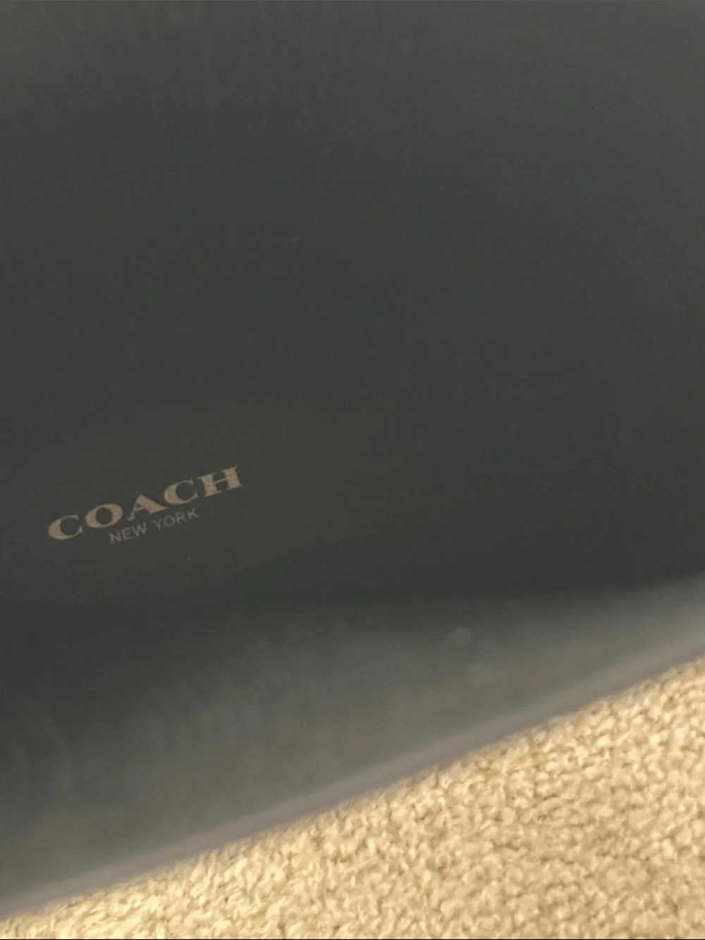 Coach Patent Black Knee-High Rain Boots with Gold Accent